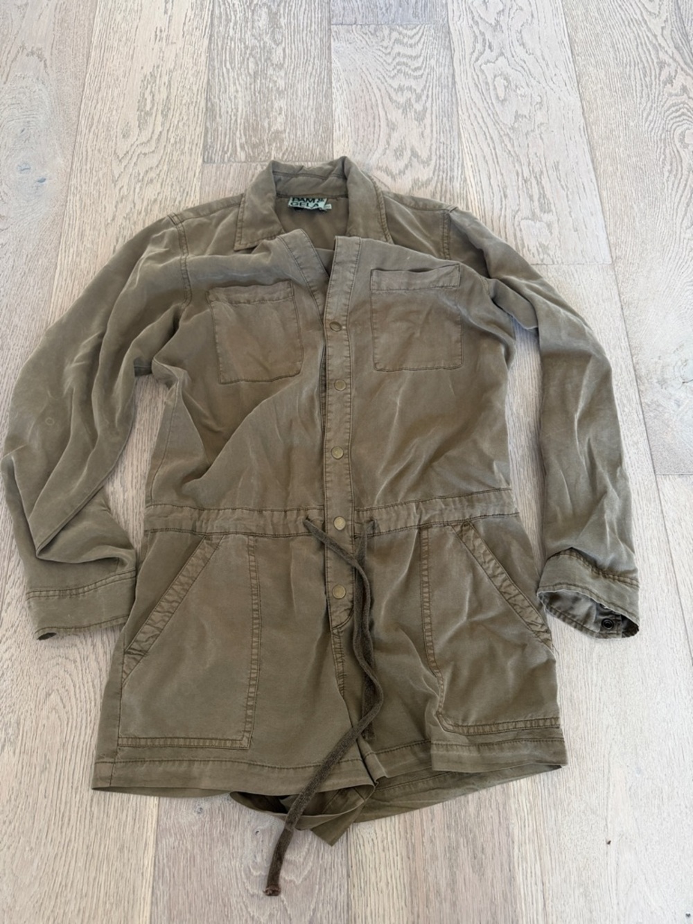 Pam & Gela Olive Utility Romper Jacket with Drawstring
